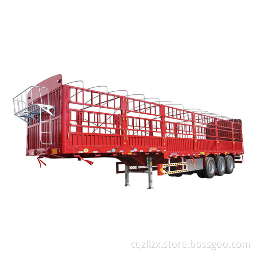 Trailer di recinzione di trasporto semi -bestiame di alta qualità da 3 assi per il tipi di magazzino di stake warehouse in vendita